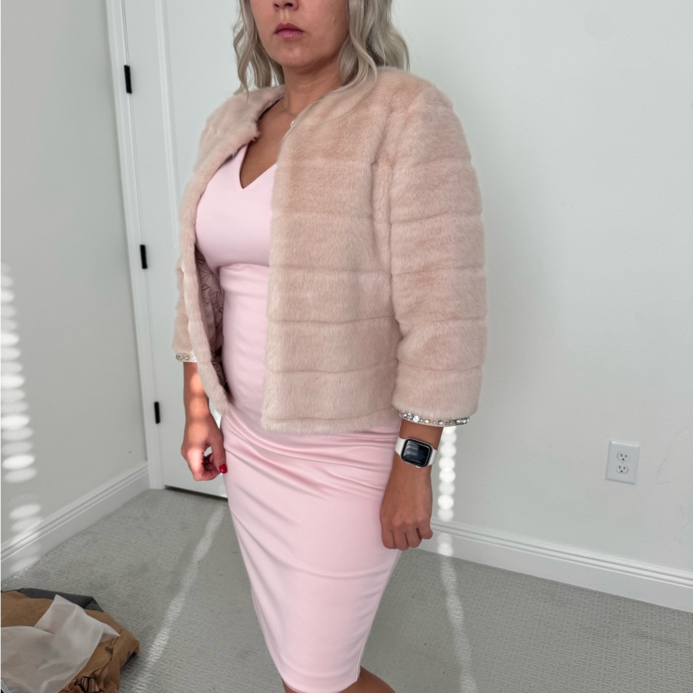 Ted Baker Blush Pink Faux Fur Jacket